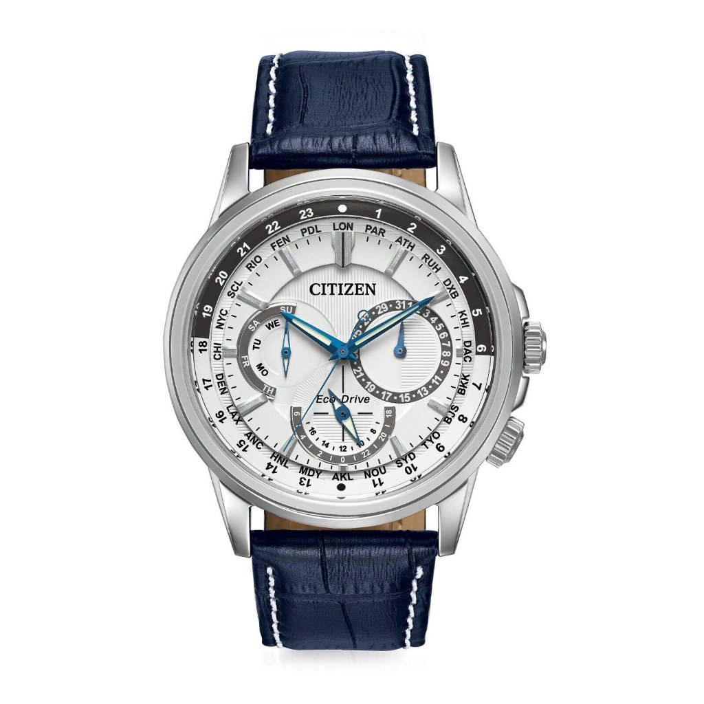 Citizen Day Date Mens Blue Leather Watch Citizen Day Date Mens Blue Leather Watch